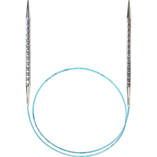 skacel by addi Rocket 2 (Squared) Circular Knitting Needles, Fixed 60 Inch (150 cm) Plated Brass Tips with Flexible Nylon Cord, 6 mm (US Size 10)