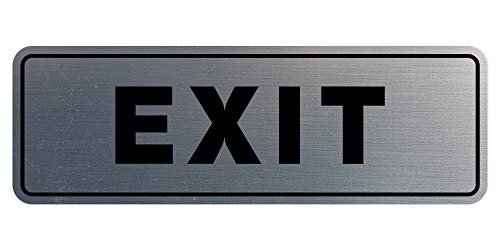 Image of All Quality Standard Outlet Wall or Door Sign | Durable Plastic and Easy Installation | Double Sided Foam Adhesive Tape - Silver - Small (Pack of 2)