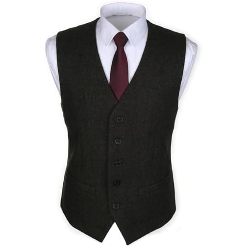 Men's Wool Suit Vest – 5-Button Formal Waistcoat With 2 Pockets Slim Regular Fit For Business & Wedding3