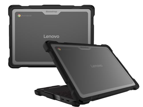 Funda personalizada Gumdrop DropTech para Lenovo Chromebook 100e Gen 5 (Clamshell) - Protección resistente a caídas, con textura antideslizante en los laterales y etiquetado de activos integrado - Negro miniatura 1