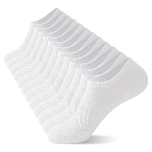 No Show Socks Womens Cotton Low Cut Non Slip Flat Liner Socks White 5-8