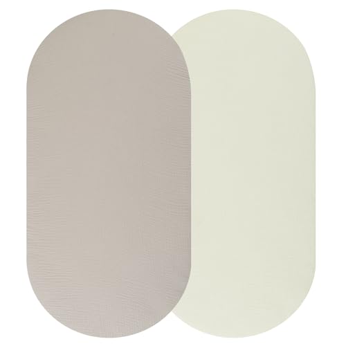 Image of Onacosht Muslin Bassinet Sheets Compatible with Dream On Me Karley (Plus Portable) Bassinet, Chicco LullaGo Portable and ANGELBLISS 3 in 1 Rocking, 100% Cotton, 2 Pack, Fog and Beige