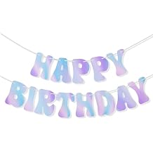 HOUSE OF PARTY Happy Birthday Banner | 6Ft Pre-Strung Iridescent Silver Happy Birthday Letters Sign | Bday Hanging Backdrop Party Decorations Banner| Beautiful Birthday Door Decoration