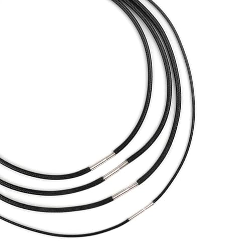 GFTCGK 4 Stück Lederband Halskette 2mm, Kunstleder Halskette Schwarz, Lederkette Mit Edelstahl Verschluss, Lederhalsband für Männer und Frauen(40-55cm)