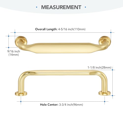HOME EDIT 10 Pack 3-3/4 Inch Brushed Gold Cabinet Handles Solid Zinc Alloy Pulls for Kitchen, Bathroom, Dresser & Closet Cabinets Hardware by HOME EDIT - Used condition - Image 2