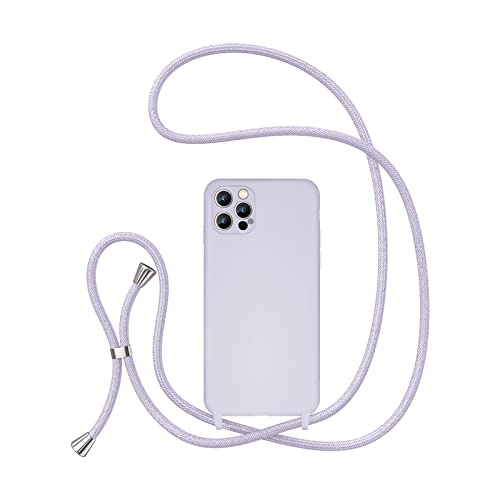 UEEBAI Crossbody Lanyard Case for iPhone 14 Pro 6.1 inch, Silicone Phone Cover with Adjustable Neck Strap Phone Sling Crossbody Shockproof Protective Case - Light Purple by UEEBAI - Used condition - CA$3.07