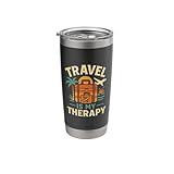 Travel Is My Therapy Retro Vintage Design Stainless Steel Insulated Tumbler