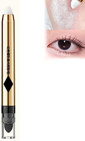 Gleamon Double-Ended Eyeshadow Pencil, 2-In-1 Pearlescent Eyeshadow Makeup Pen, Double Ended Eye Shadow Stick, Highlighter Makeup Stick Eyeshadow, Gleamon 2-In-1 Eyeshadow Pencil (01# High Light White)