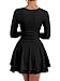 Kaximil Women's Square Neck Ruffle Hem Mini Dress Ruched Waist Long Sleeve Corset Short Party Dresses, Small, Black