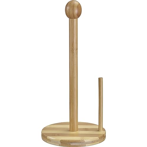 Westmark Portarotolo – stabile portascottex da cucina, dispenser da appoggio con dispositivo di strappo per tutti i comuni rotoli da cucina, base stabile – bambù, acciaio inox