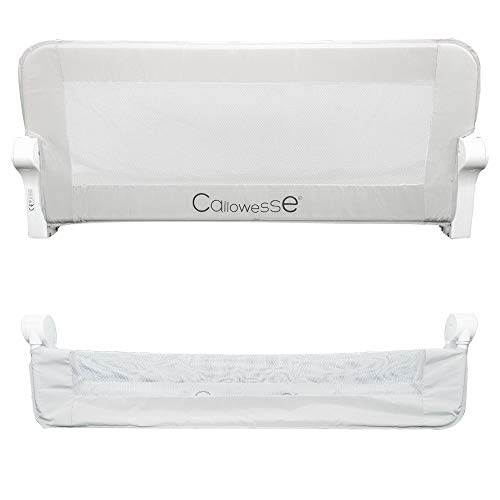 Callowesse© Barrera de Cama Para Niños. Barandilla de La Cama Guardia de Seguridad Portátil 100 x 42cm - Gris Claro