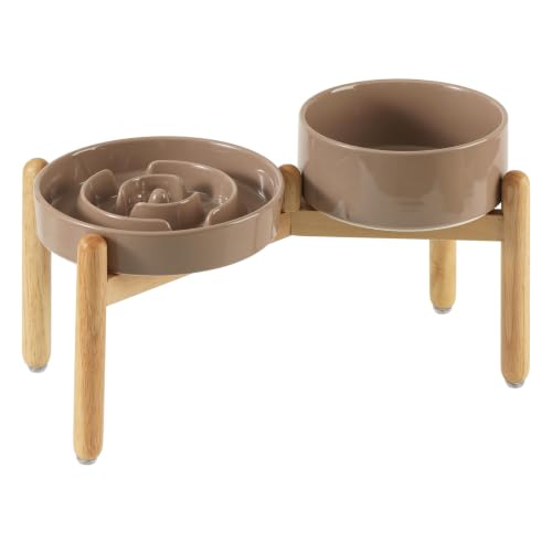 Havniva Elevated Slow Feeder Dog Bowls, 8.3 in Ceramic Slow Feeder Bowl Set
