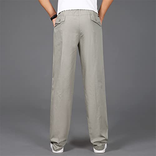 Mens Fashion Loose Cotton Plus Size Pocket Lace Up Elastic Waist Pants Trousers Overall Boys Winter (Khaki, Xxxxxl) #TOP2