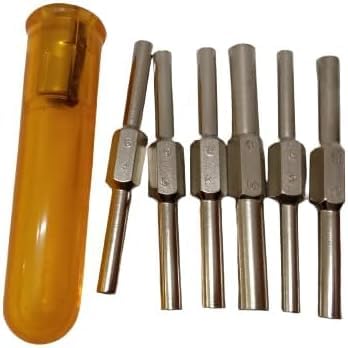 TAURISH Clock Winding & Let Down Release Tool (Sizes 2.5-5.75mm) - Mainspring Let Down Tool with 6 Key Shafts - Steel (Nickel Plated) with Plastic Handle
