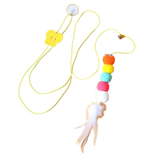 Mbeysaq Brinquedo de penas de gato para porta suspensa – balanço de penas retrátil interativo para b