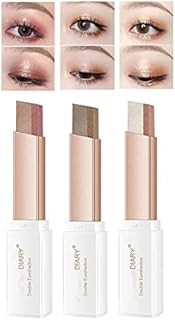 3 PCS/6PCS Double Colors Eye Shadow Stick Glitter Shimmer Two-Tone Eyeshadow Stick Gradient Makeup Sticks Waterproof Neutral Brown Rose Gold Pink (B)