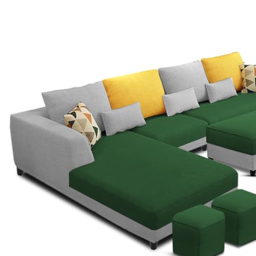 Image of Galib LHS 8 Seater L Shape Sofa Set for Living Room (Green Grey Fabric) Premium Fabric Sofa