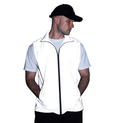 Brother Wang Men's Four Seasons Can Be Used for Outdoor Night Running, Cycling, Night Reflective Vest Couple Sleeveless Jacket (MJ01-XXL)