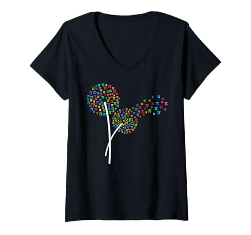 Women's Pi Dandelion Pi Day Math Teacher Mathematics Lover V-Neck T-Shirt