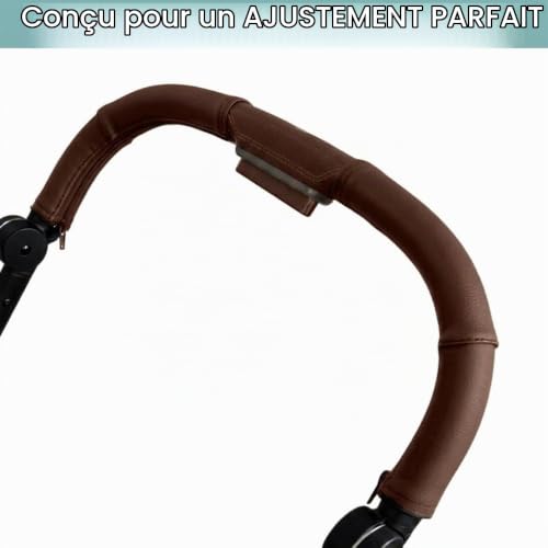 PROTEC TIF | Housses en similicuir compatibles avec le guidon de CYBEX MIOS - Marron foncé – vue 5