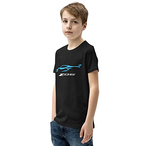 2023 Sports Car Z06 C8 Vette Rapid Blue Silhouette Youth Short Sleeve T-Shirt3