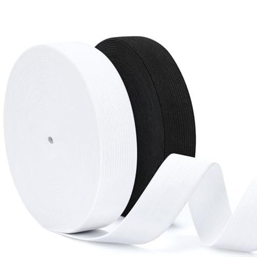 VynyQoo 2 Rotoli di Elastico per Cucito 12m, Fettuccia Elastica
