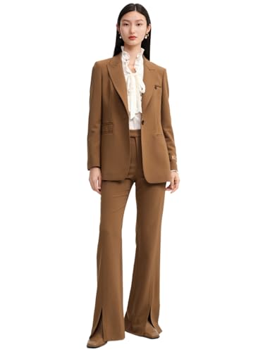Costume deux pièces femme veste un bouton smoking pantalon tailleur bureau chic