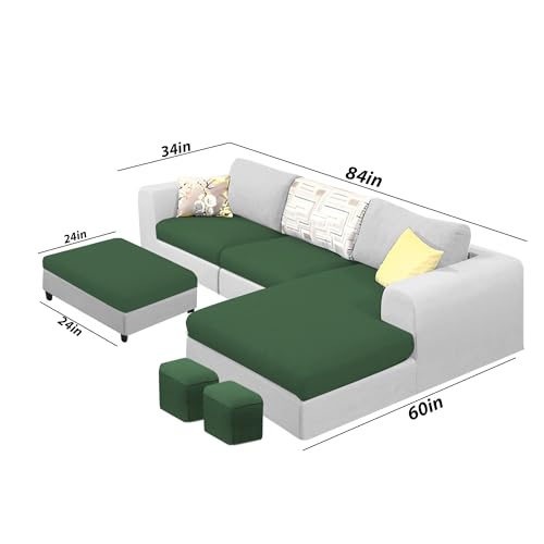 Image of Koza RHS 4 Seater L Shape Sofa Set with Center Table for Living Room (Green Grey Fabric) Premium Fabric Sofa
