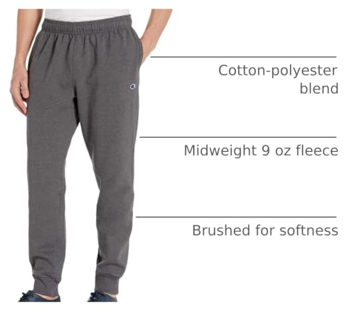 Champion Men's Powerblend Fleece Joggers, C Logo, Original Granite Heather, Small - image 4