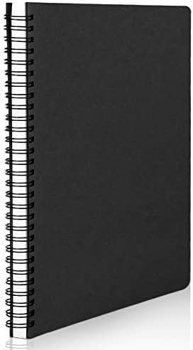 EUSOAR Spiral Notebook, A5 1pack 160 Pages 5.5"X8.3" Black College Ruled Hardcover Lined Travel Writing Subject Notebooks Journal, Memo Notepad Sketchbook, Students Office Business Diary Book Journal