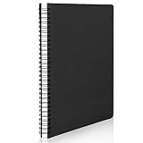 EUSOAR Spiral Notebook, A5 1pack 160 Pages 5.5"X8.3" Black College Ruled Hardcover Lined Travel Writ