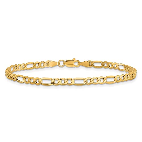 IceCarats 10K Solid Yellow Gold 3.5mm Figaro Link Chain Bracelet