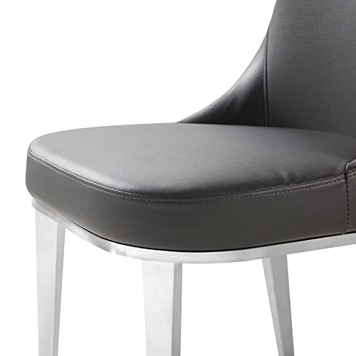 Zuri Furniture Modern Norma Dining Chair - Dark Gray With Brushed Stainless Steel Base #TOP7