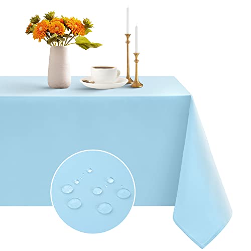 Square Tablecloth - 54x54 inch - Waterproof and Stain Resistant Washable Polyester Table Cloths, Fabric Table Cover for Kitchen, Dining, Parties, Indoor and Outdoor Use, Baby Blue