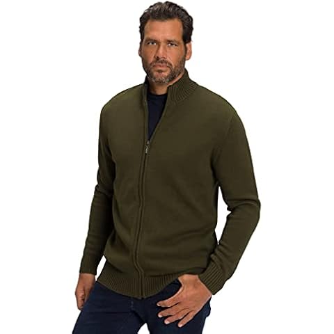 JP 1880 Menswear Big & Tall Plus Size L-8XL Stand-up Collar Cardigan fir Green XXXX-Large 717032640-4XL Cover