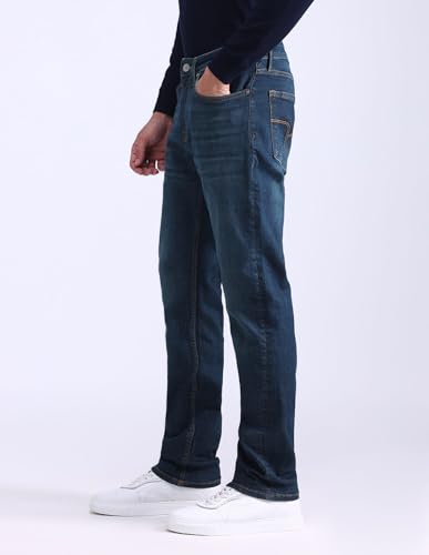 Image of Flying Machine Men's Slim Straight Fit Jeans| Solid | Mid Rise | Stretchable | Jeans for Man