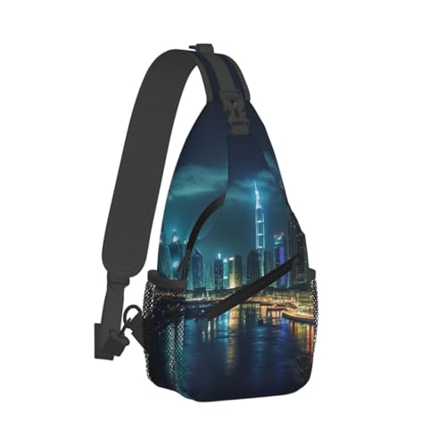 Sling bag unisex urbana color negro con bolsillos miniatura 7