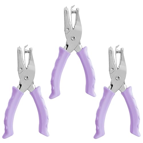 Single Hole Punch One Hole Punch with Purple Soft Grip Handle, 3 Pack