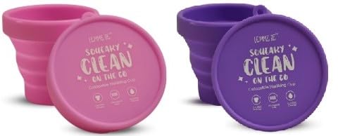Lemme Be Collapsible Sterilizing Cup, Pink+ Voilate, Pack of 2