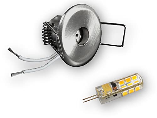 LED Sternehimmel 10er Set alu gebürstet | 40mm Mini Einbaustrahler Einbaulampen 12V | 2W-140LM G4 LED Sternchen Spots warmweiss inkl. SCH-30W Trafo