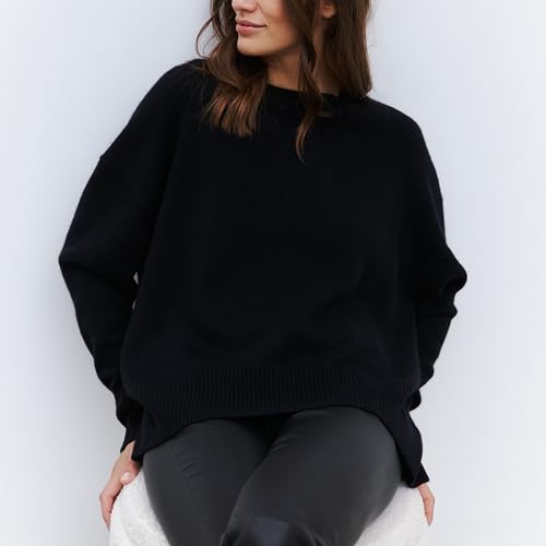 Image of Chunky Oversized Sweaters for Women 2025 - Crew Neck Long Sleeve Knit Pullover, Basic Fall and Winter Sweater