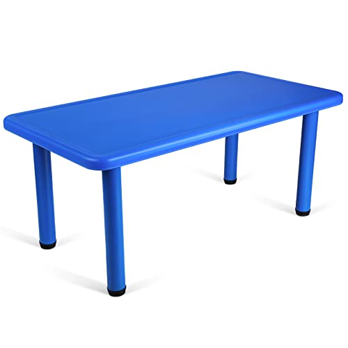Wesiti Kids Activity Table Rectangular 47.24 X 23.62 Inch Children School Classroom Table Portable Plastic Daycare Preschool Table Kids Play Table Furniture For Boy Girl Reading Drawing Dining (Blue) #TOP13