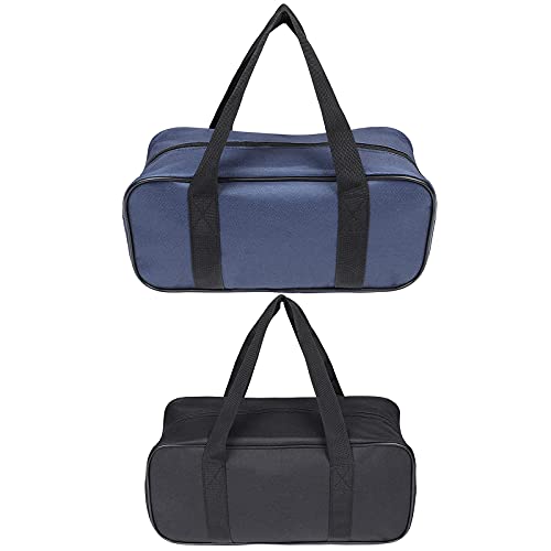 Small Tool Bag, 2 Pcs Tool Pouch Bag, Wide Open Mouth Small Tool Box Organisers, Water-resistant Muti-Purpose Tote Tool Bags, Heavy Duty Toolbag for Tools Storage, Tool Gifts for Men (Blue + Black)