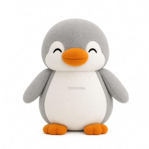 Image of Shy Penguin Soft Toy for Girls Boys Kids,Grey,Penguin Animal Plush Stuffed Baby Teddy Gift Birthday, 18cm