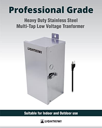 Lightkiwi W9715 300W Outdoor Landscape Lighting Low Voltage Transformer 120V AC to (12V-13V-14V-15V AC) Multi-Tap - Weatherproof for Garden Lights, Spotlight and Pool/Spa Lightings - ETL Listed