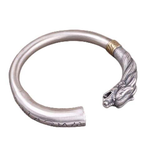 Bracelet en argent S925 pour femme jonc ouvert vintage avec gravure dragon