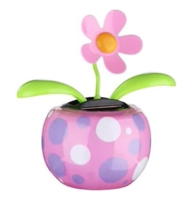 Solar Dancing Solar Powered Dancing Pink Flower in Colorful Shape Flip Flap Animated Bobblehead Dancer Window Sun Catcher Car Dashboard Decor Solar Power Kits Learning and Education