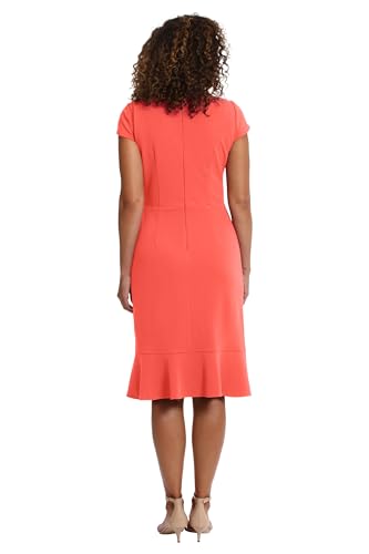 Image of Women's Feminine Ageless Surplice V-Neck Faux Wrap Ruffle Dress Office Event Shower Guest of