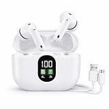 MAVURA beatbuds™ X1 Cuffie Bluetooth in-ear TWS Wireless con display LED e custodia di ricarica, colore: bianco