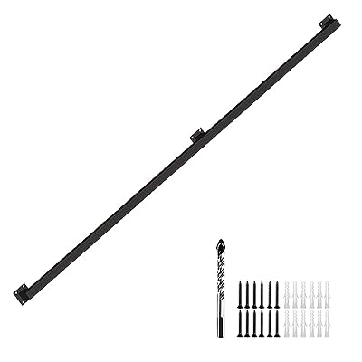 8FT Black Iron Hand Railing, Sturdy Safety Staircase Handrails Wall Mount, 503lbs Load Capacity Industrial Iron Railing Pipe Handrail for Indoor Stairs, Outdoor Deck Loft Porch, Non-Slip and Rust